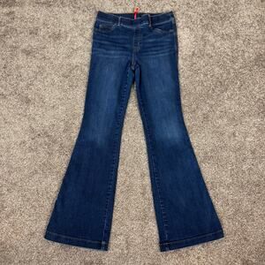 SPANX Pull On Flare Jeans Stretch Slimming Midnight Blue Size Large High Waist